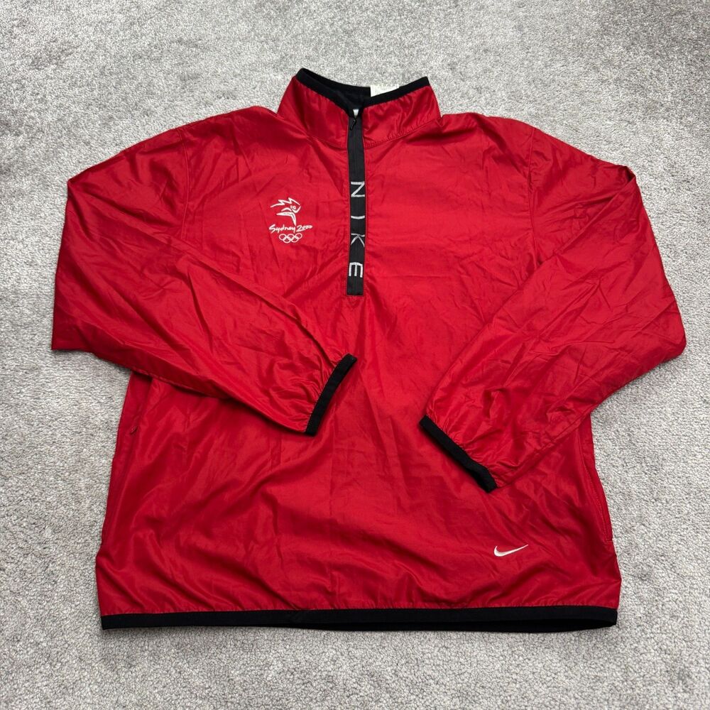 Vintage Y2K Nike Sydney 2000 Olympics 1/2 Zip Windbreaker Jacket Mens Small Red